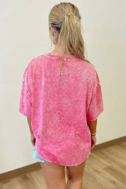 Solid Mineral Wash Short Sleeve Oversized Tee boutique clothing from Mollie Mae Boutique