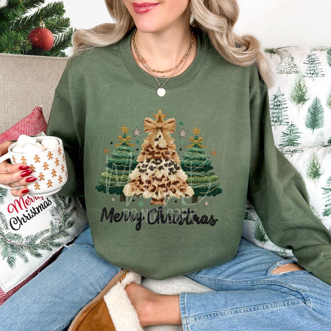Merry Christmas Furry Tree Graphic Sweatshirt