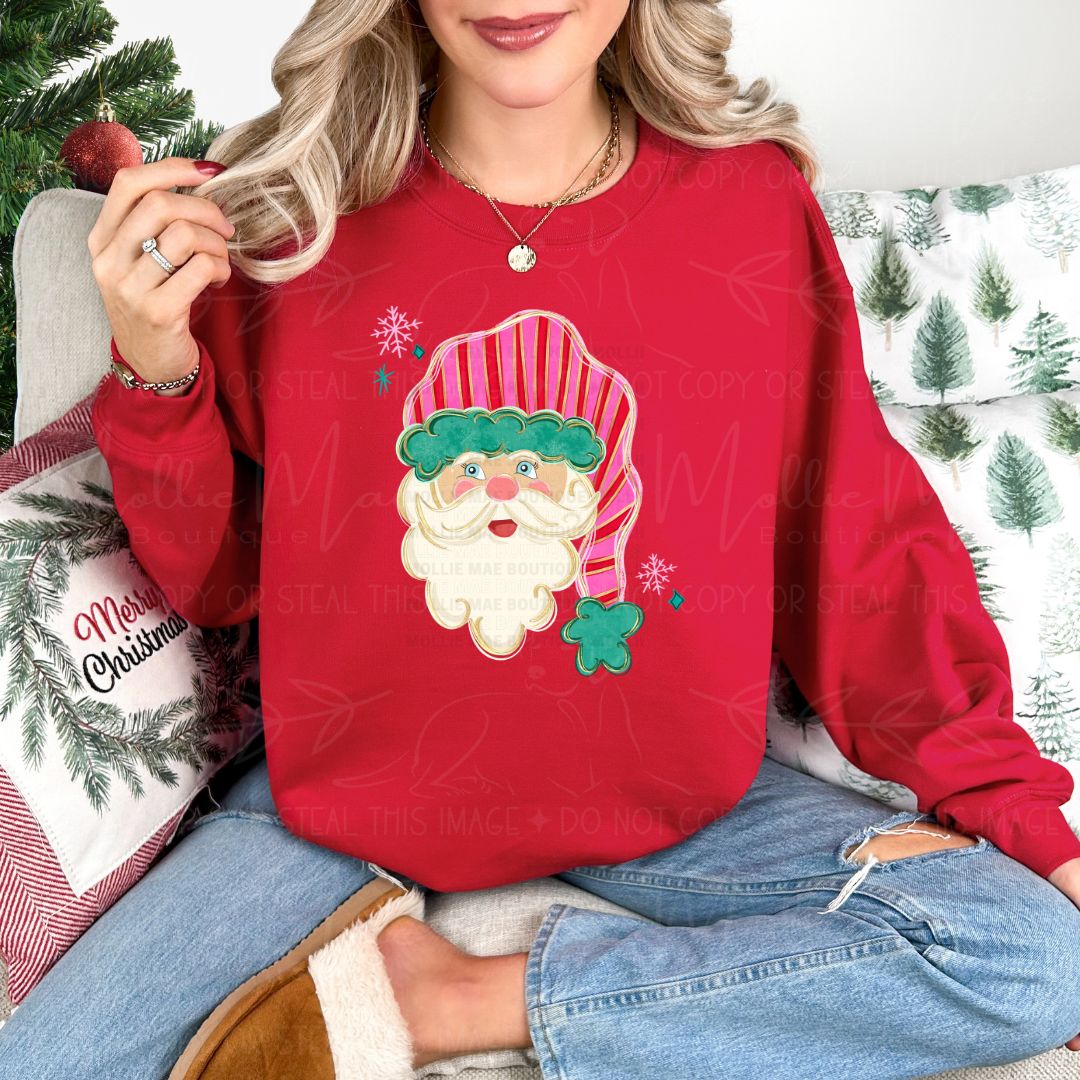 Striped Hat Santa Graphic Sweatshirt