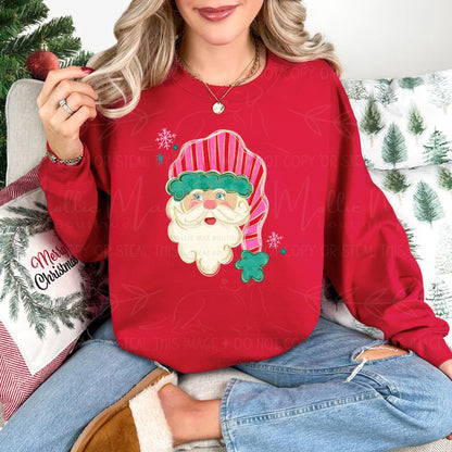 Striped Hat Santa Graphic Sweatshirt