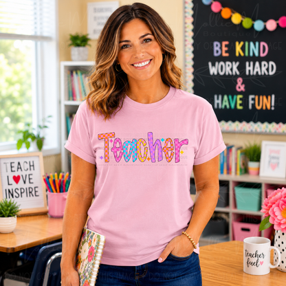 Teacher Checkered Graphic Tee