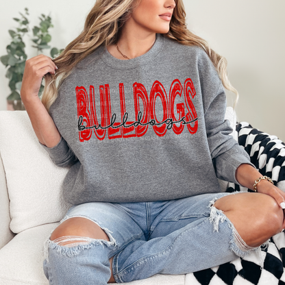 Bulldogs Layered Script Graphic Tee & Sweatshirt