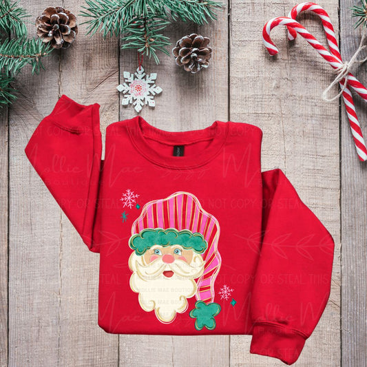 Striped Hat Santa Graphic Sweatshirt