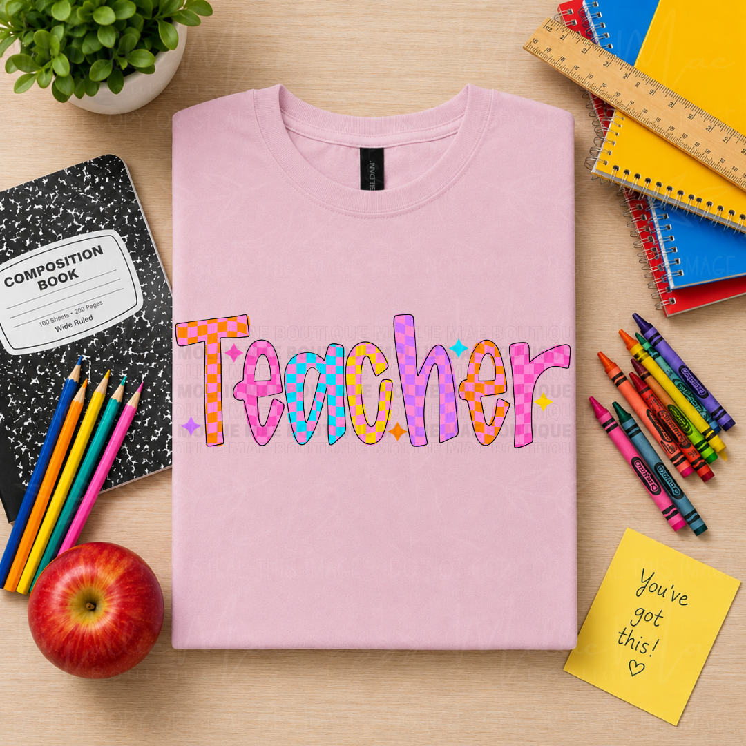 Teacher Checkered Graphic Tee