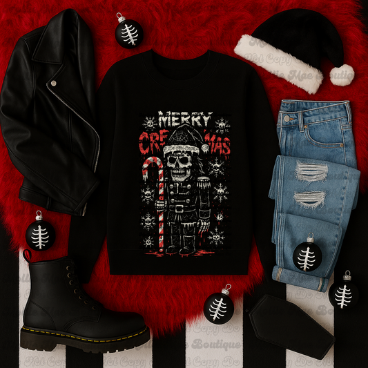 Nutcrack the Bones — Skelly Nutcracker Graphic Sweatshirt (Black)
