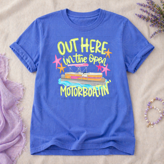 Out Here in the Open Motorboatin’ Graphic Tee