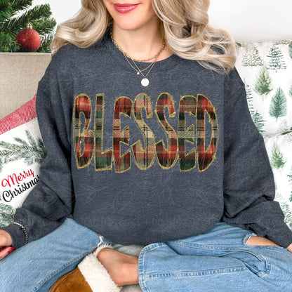 Flannel Blessed Graphic Sweatshirt