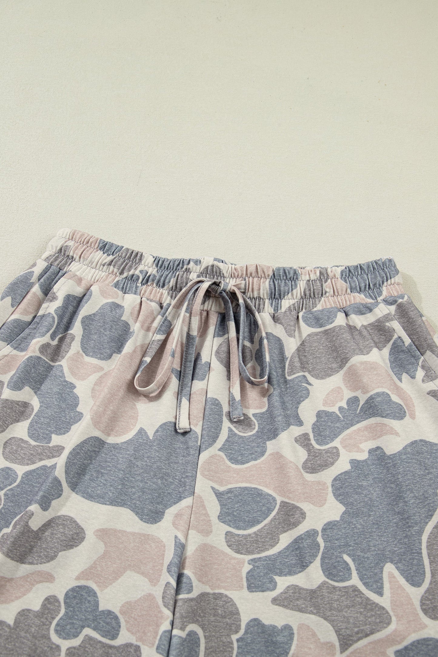Multicolour Camo Tee and Drawstring Shorts Set with a loose tee, adjustable shorts, and easy matching-set comfort, boutique fashion