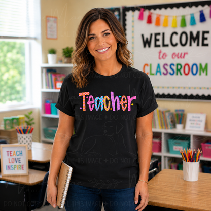 Teacher Checkered Graphic Tee