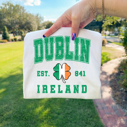 Dublin Ireland Varsity Clover Graphic Tee