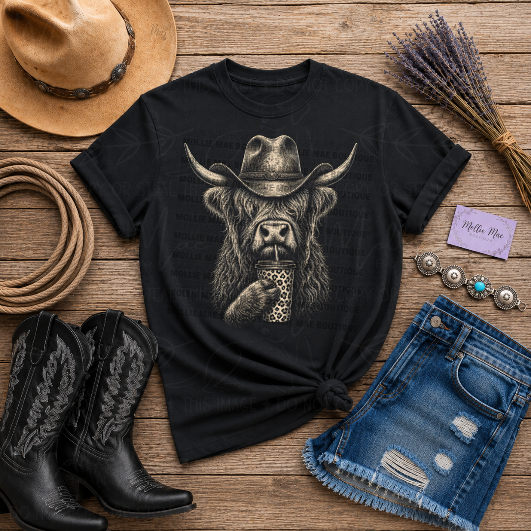 Highland Cow Coffee Gildan Graphic T-Shirt
