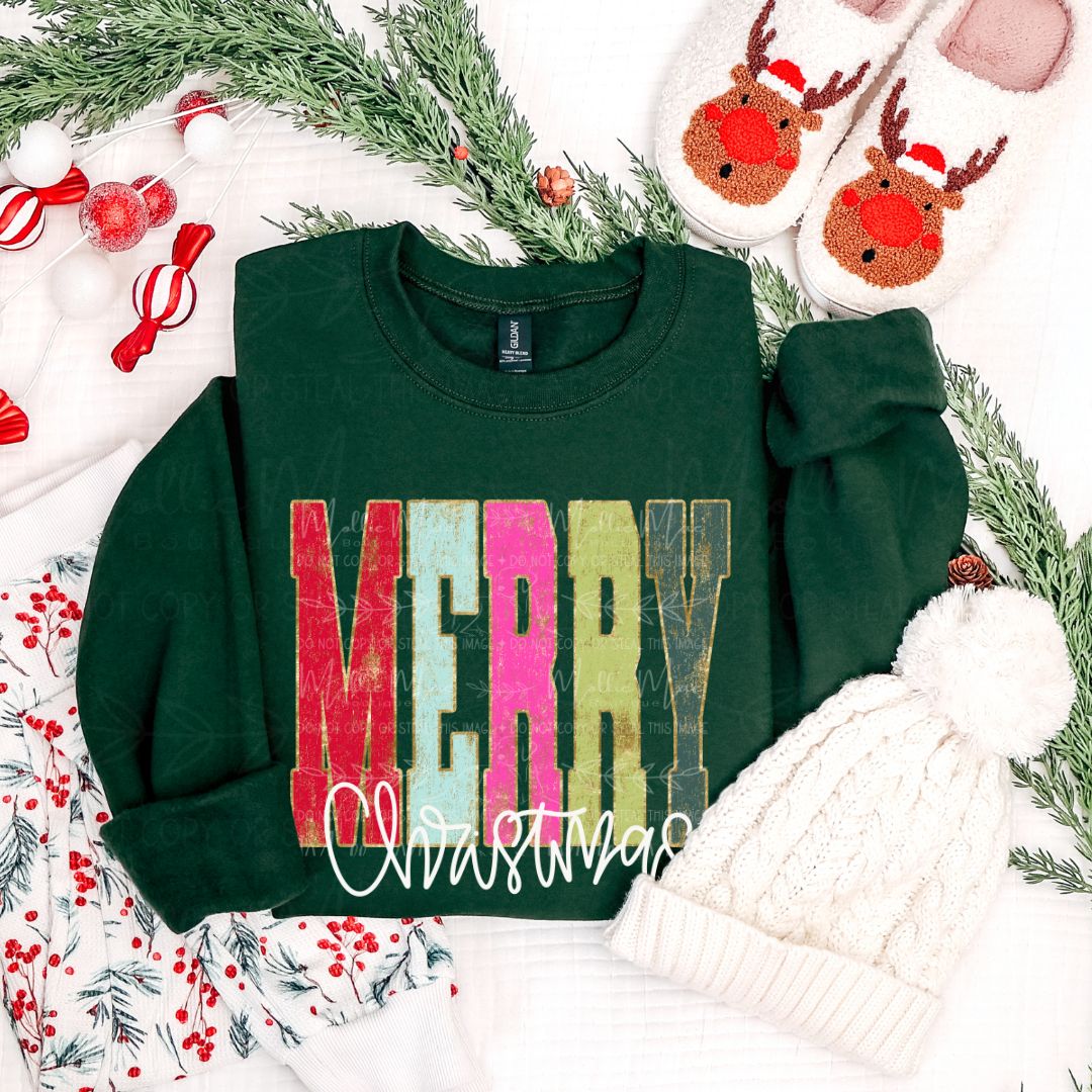 Varsity Merry Christmas Graphic Sweatshirt or Tee