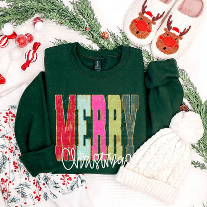 Varsity Merry Christmas Graphic Sweatshirt or Tee