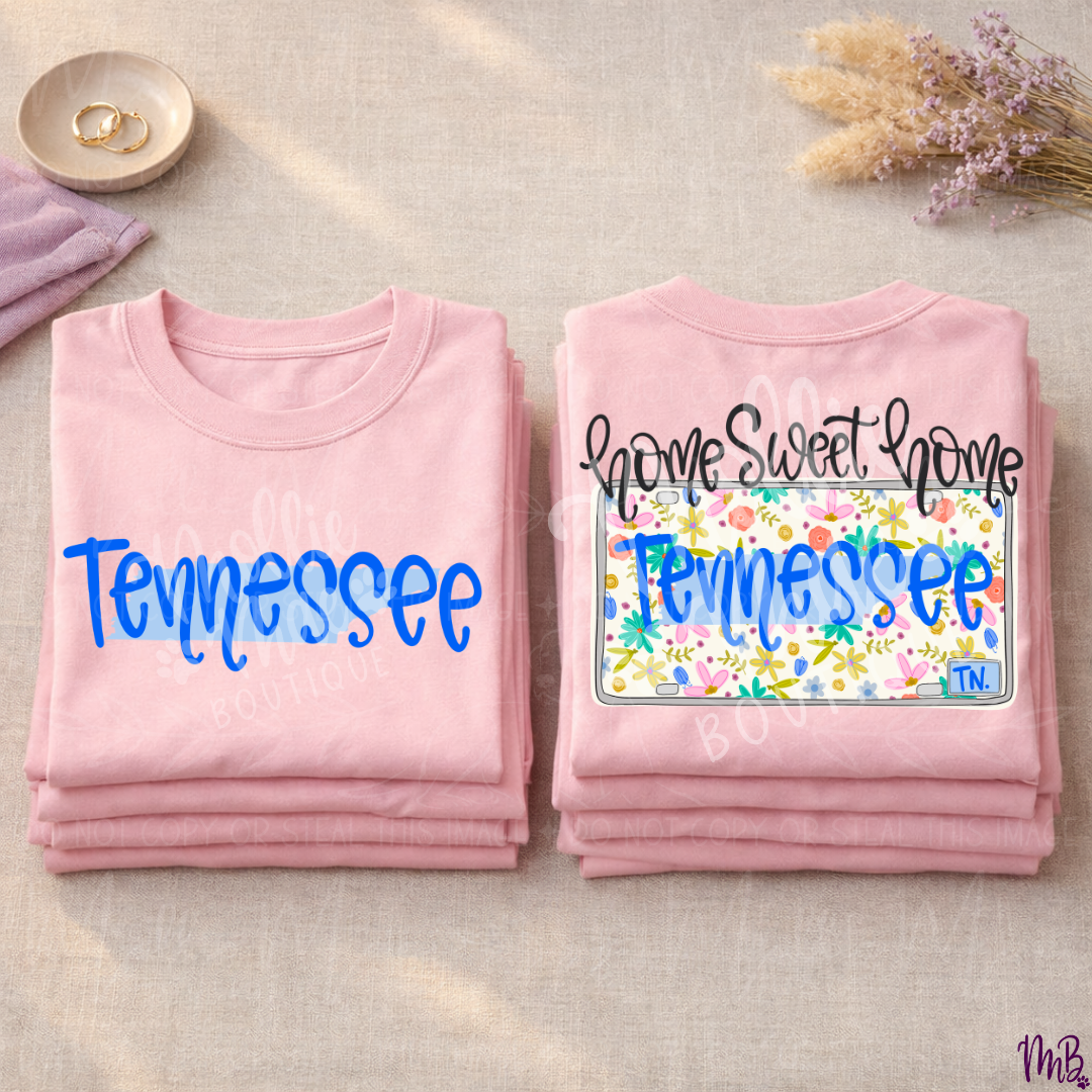 Tennessee Floral License Plate Graphic Tee