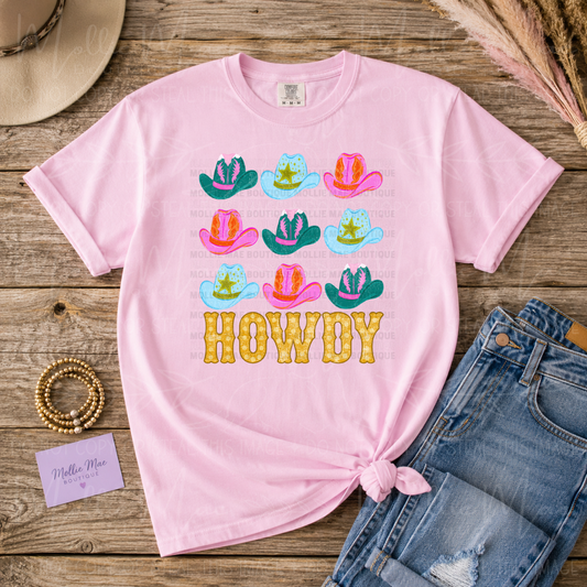 Howdy Cowgirl Hats Graphic T-Shirt