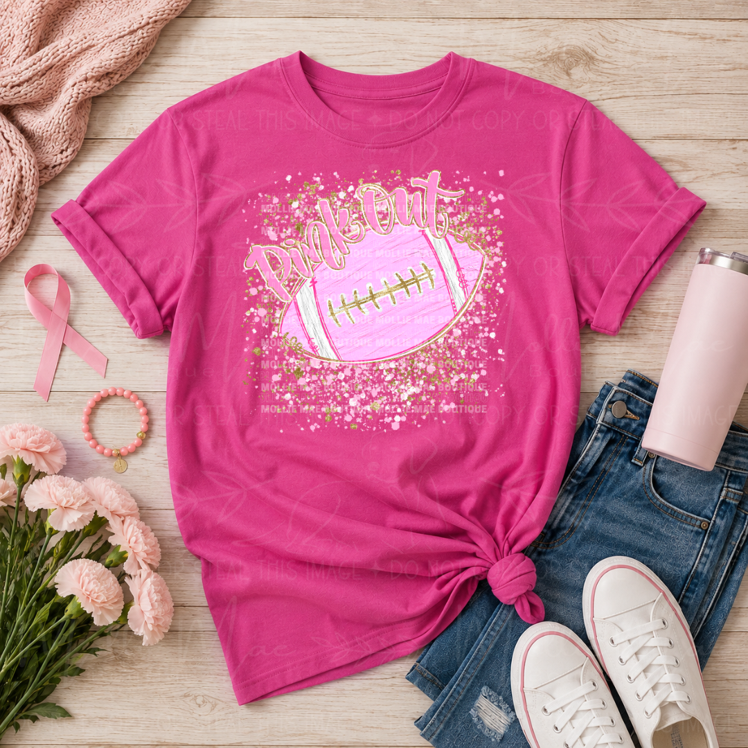 Pink Out Football Graphic Tee