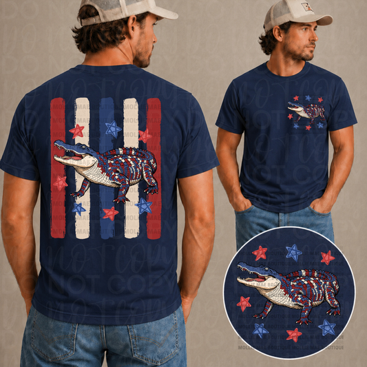 Stars, Stripes & Gator Patriotic Graphic Tee