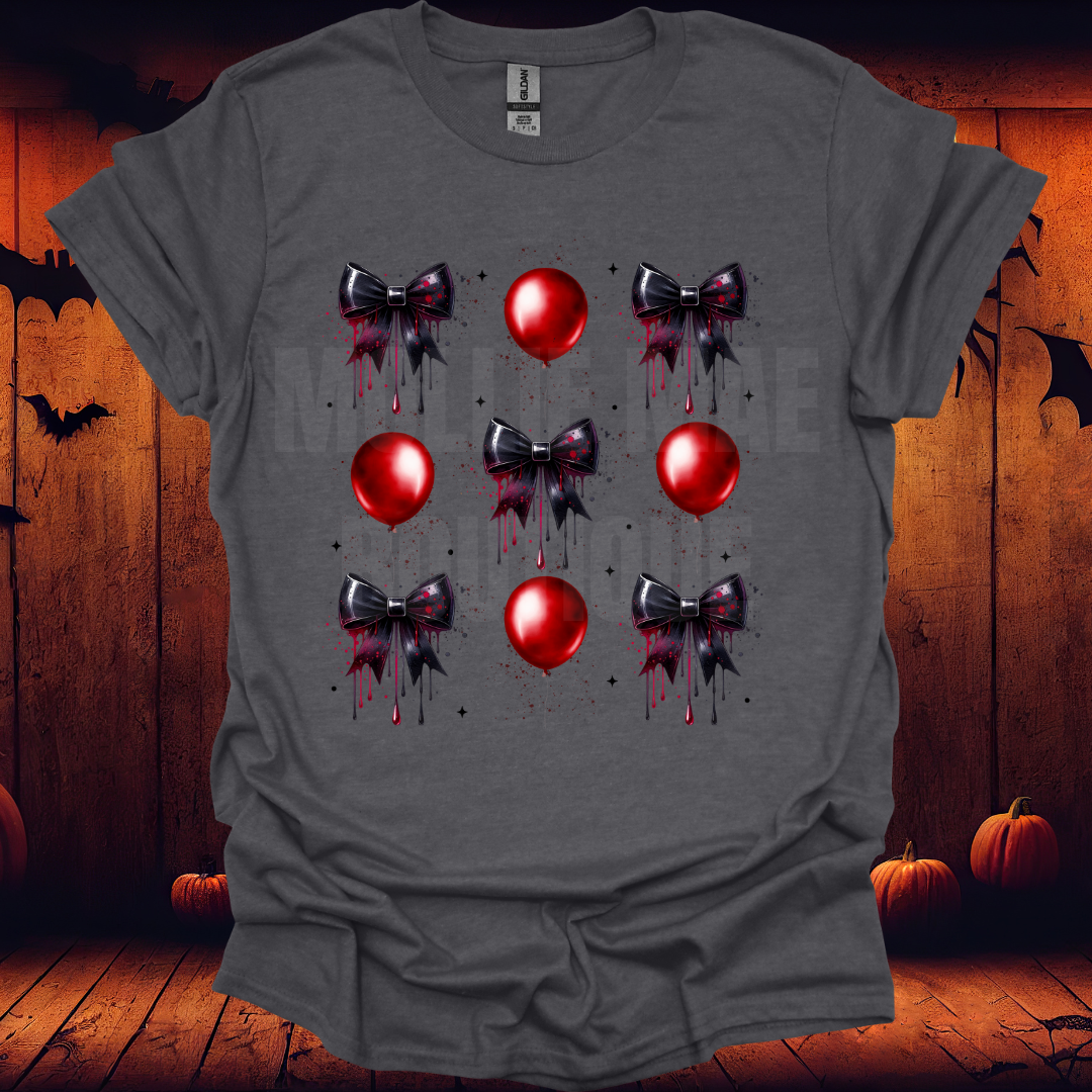 Dark Coquette Red Balloons and Bloody Bows Graphic Tshirt