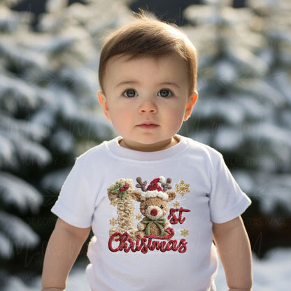 1st Christmas Faux Knit Graphic Onesie or Tee
