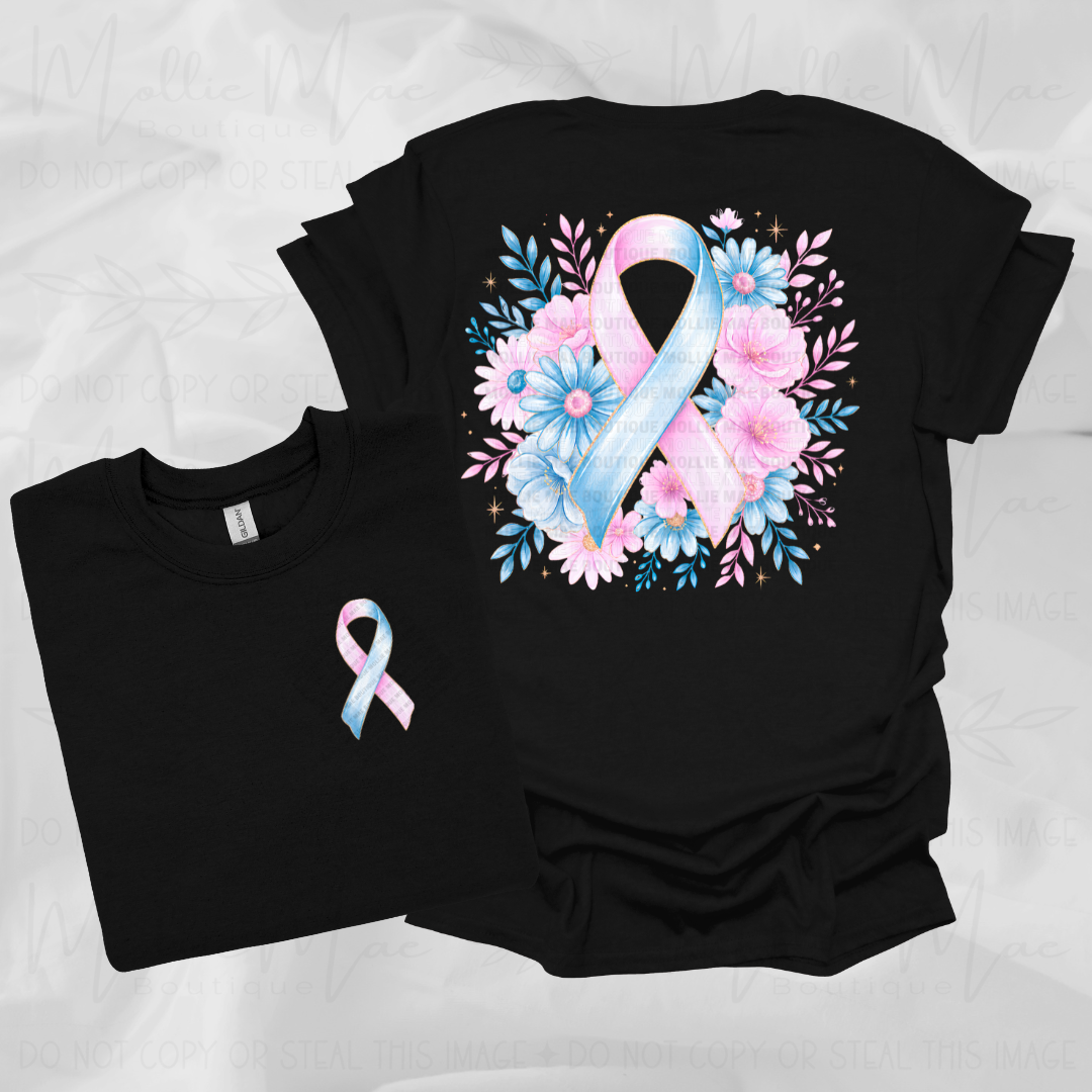 Infant Loss Awareness Floral Ribbon Graphic Tee