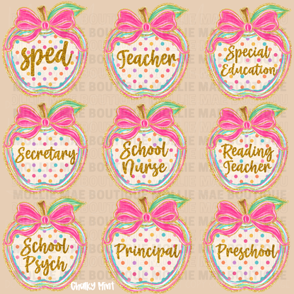 School Staff Apple Bow Graphic Tee