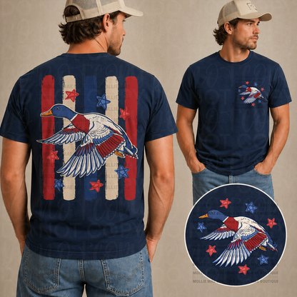 Stars, Stripes & Mallard Patriotic Hunting Graphic Tee