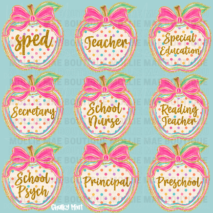 School Staff Apple Bow Graphic Tee