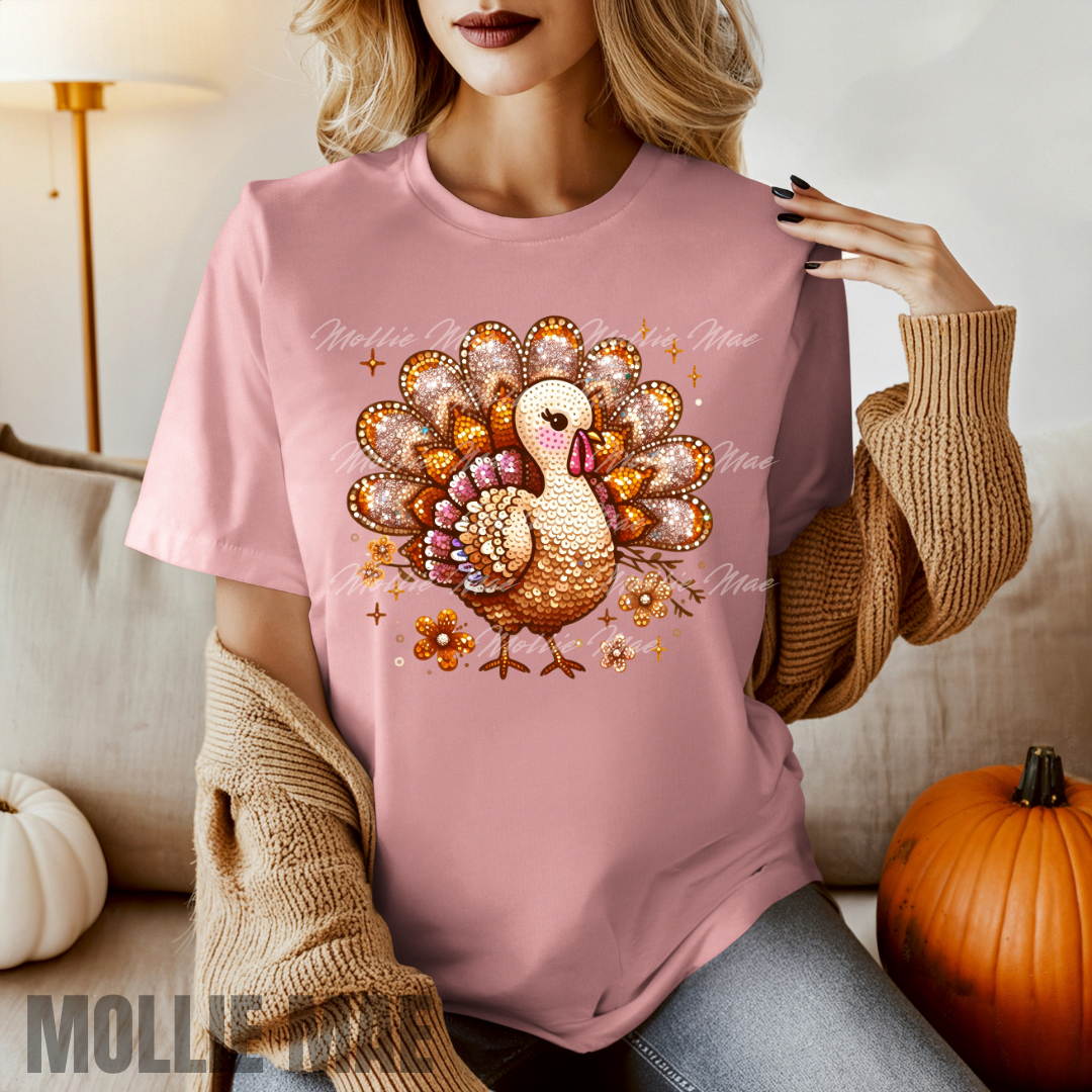 Faux Sequin Turkey Tshirt