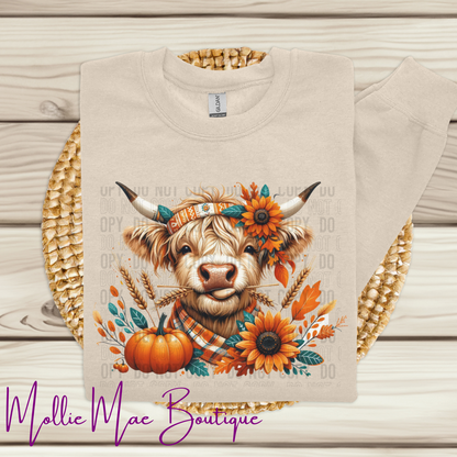 Boho Fall Highland Cow