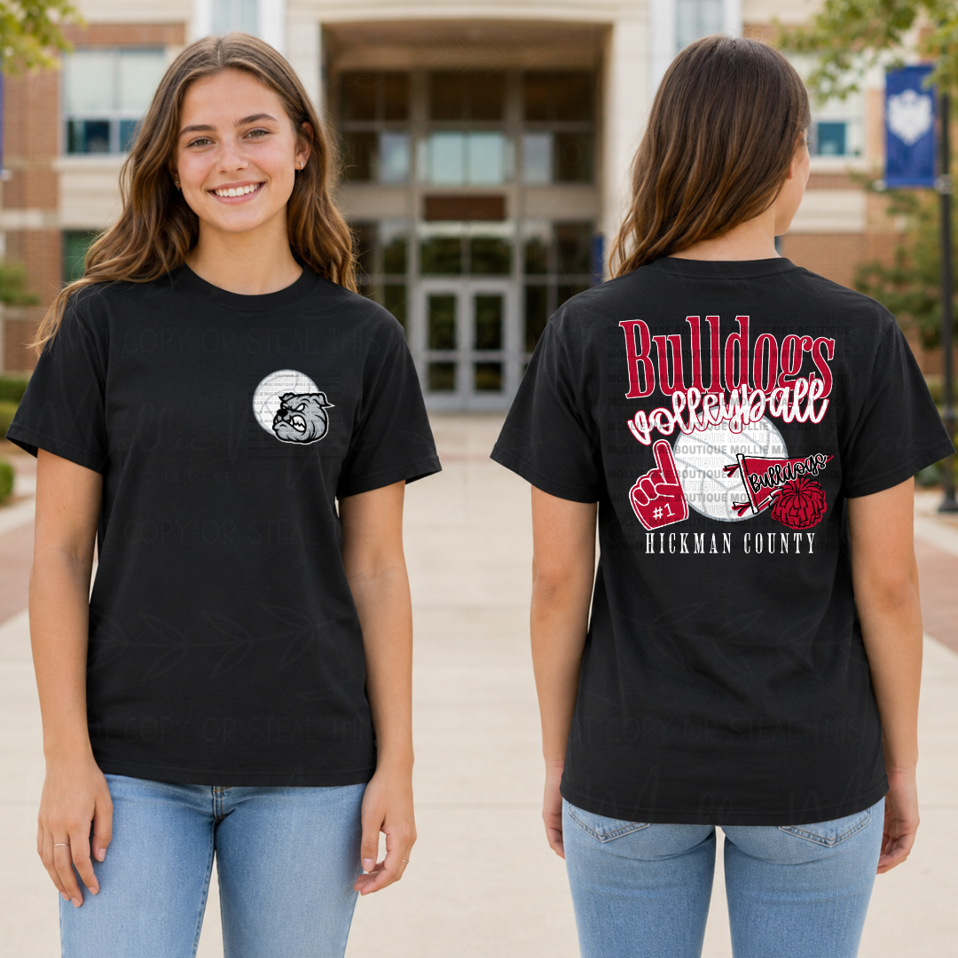 Hickman County Bulldogs Volleyball Front & Back Graphic T-Shirt