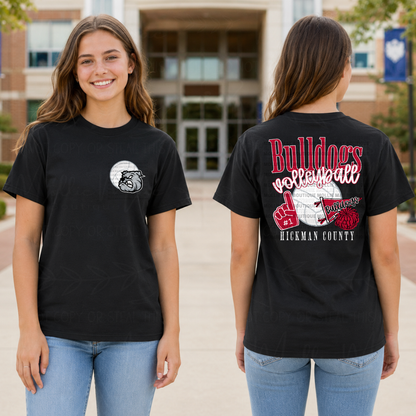 Hickman County Bulldogs Volleyball Front & Back Graphic T-Shirt