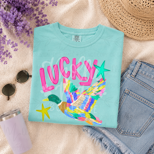 Lucky Duck Brushstroke Graphic T-Shirt