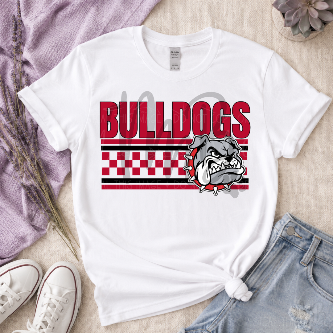 Bulldogs Checkered Mascot Graphic T-Shirt