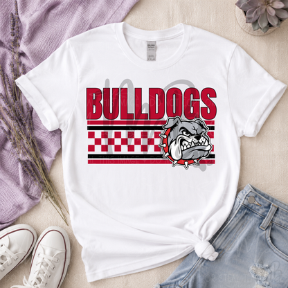 Bulldogs Checkered Mascot Graphic T-Shirt