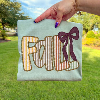 Fall Bow Seersucker Graphic Tee | Comfort Colors Ivory, Bay, or Yam