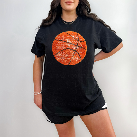 Faux Sequin Basketball Graphic Tee