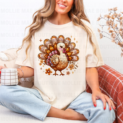 Faux Sequin Turkey Tee