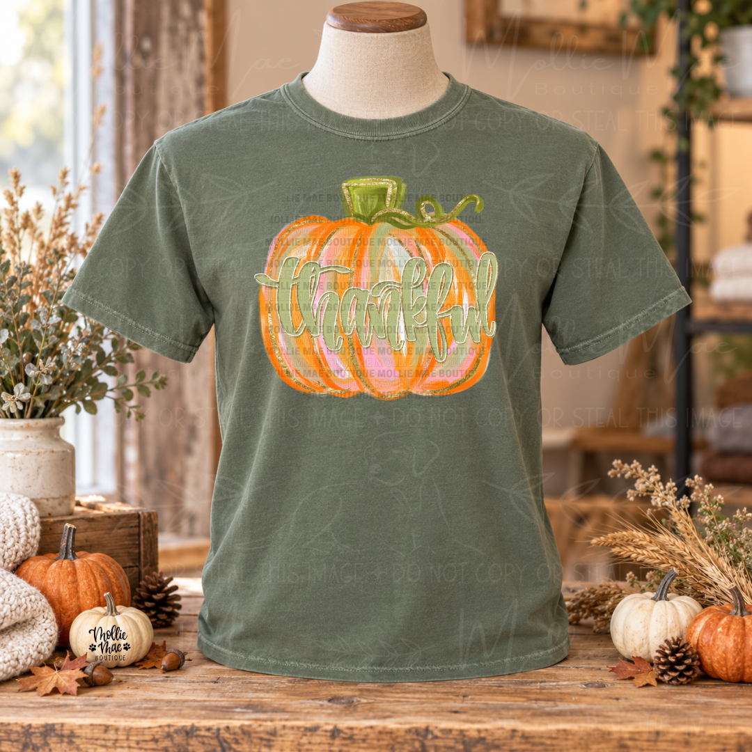 Thankful Watercolor Pumpkin Graphic Tee