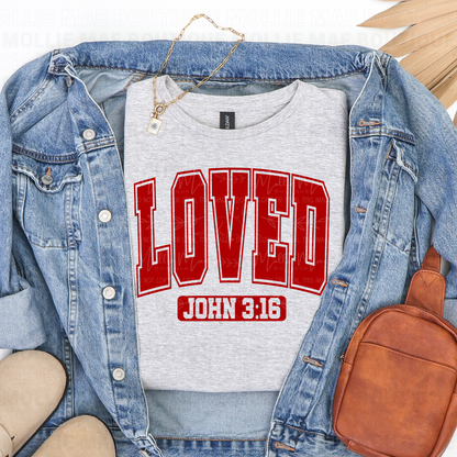 Varsity Loved John 3:16 Graphic Tee