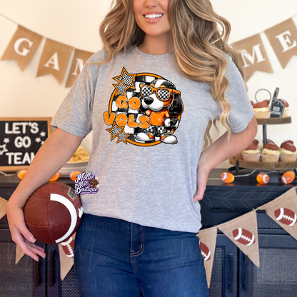 Go Vols Checkered Mascot Graphic Tee