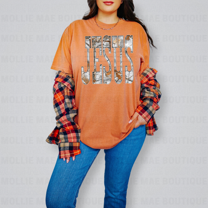 Jesus Grey Camo Graphic Tee