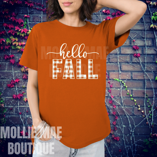 Hello Fall (plaid) Graphic Tshirt