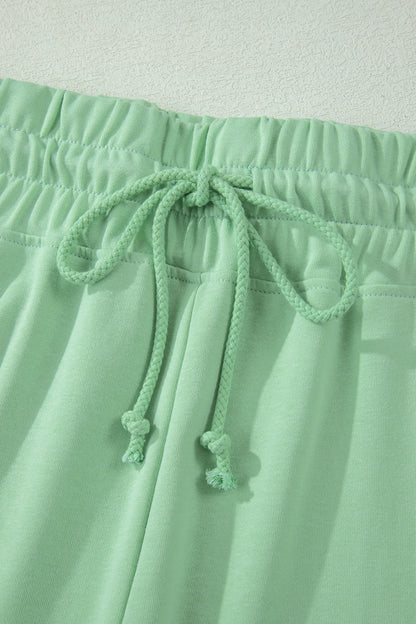 Plus Size Solid Top & Drawstring Pants Set