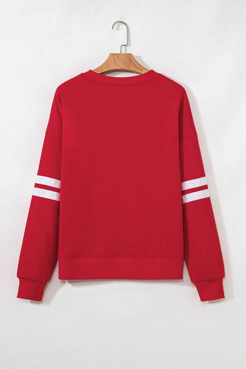 multiple colors Varsity Stripe Oversized Drop Shoulder Sweatshirt with varsity stripe details and an oversized drop-shoulder fit, boutique fashion