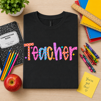 Teacher Checkered Graphic Tee