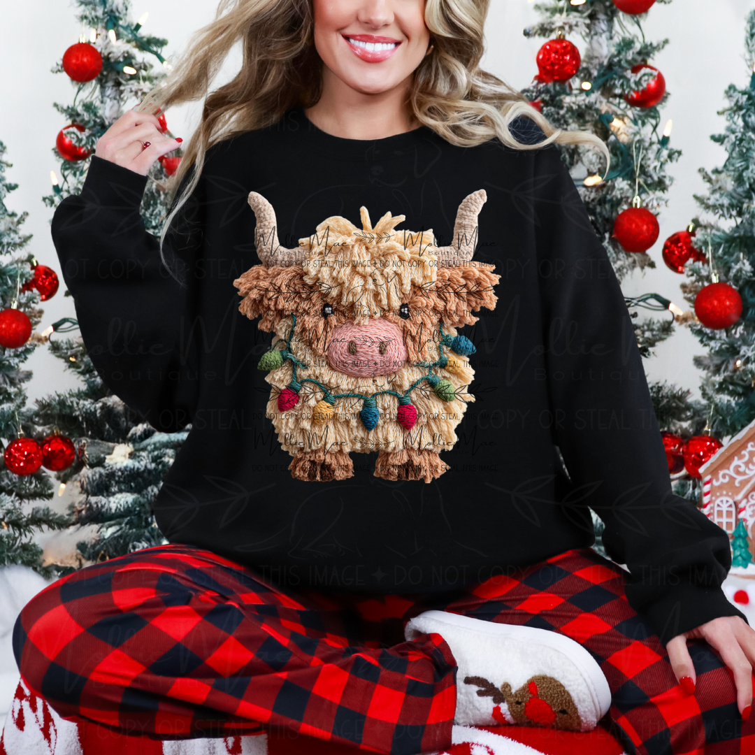 Merry Highland Cow Graphic Tee or Sweatshirt