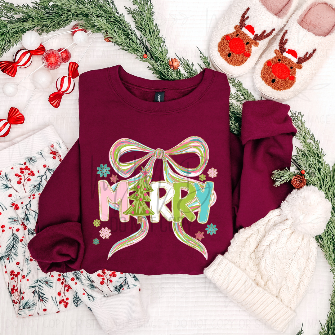 Merry Bow Hand Drawn Sweatshirt