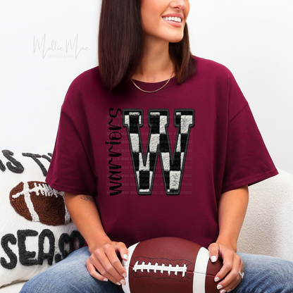 Warriors Checkered W Graphic Tee or Crewneck