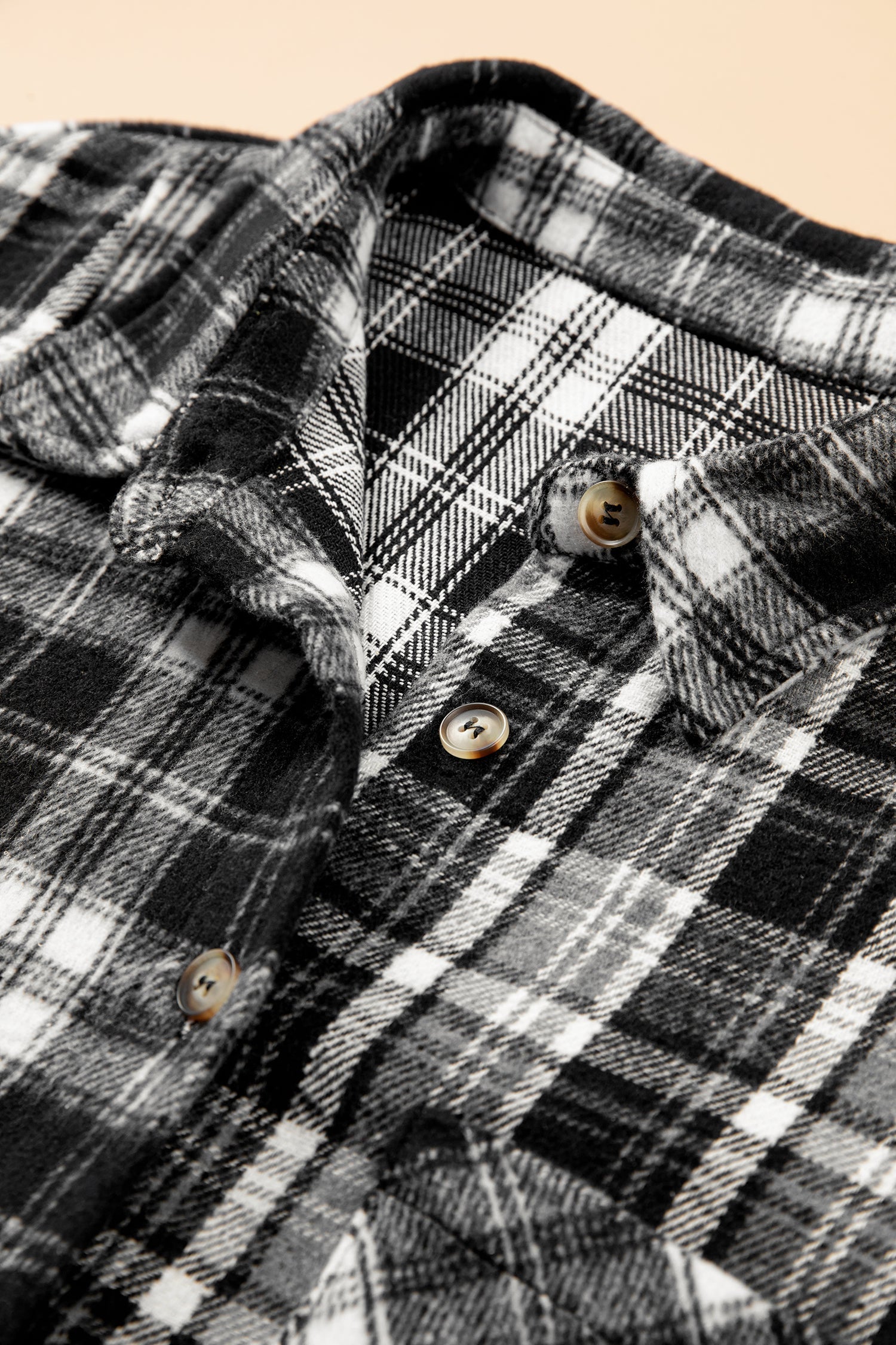 Black Plus Size Plaid Chest Pocket Long Sleeve Shacket with plaid detail women's boutique fashion