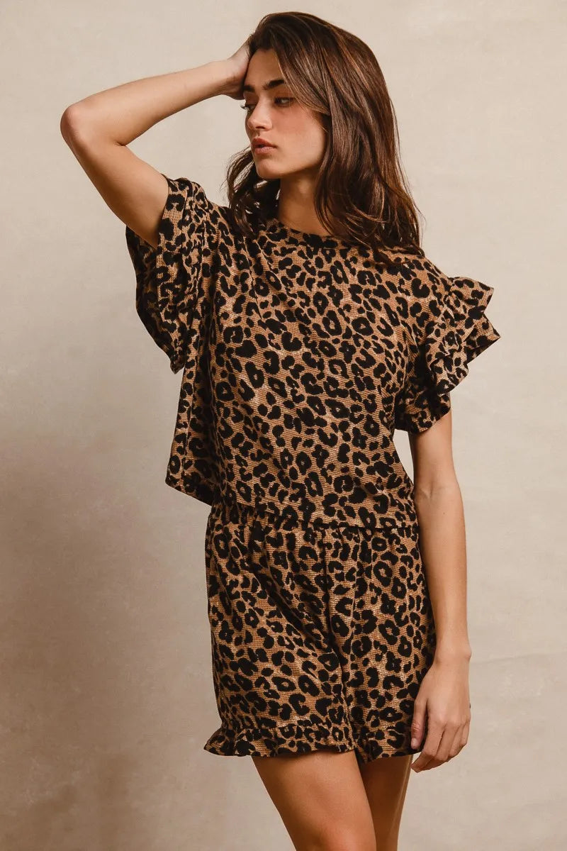animal print top and shorts set 